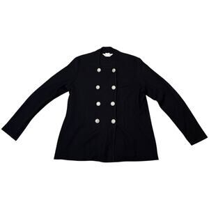 Exclusively Misook Cardigan Button Up Double Breasted Textured Knit Black XL